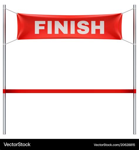 Finish Line With Red Textile Banner And Ribbon Vector Image