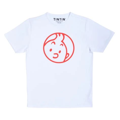 Adult White Tintin Face T Shirt The Tintin Shop Uk