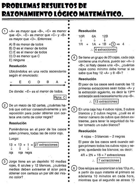 Razonamiento L Gico Matem Tico Problemas Resueltos De Razonam