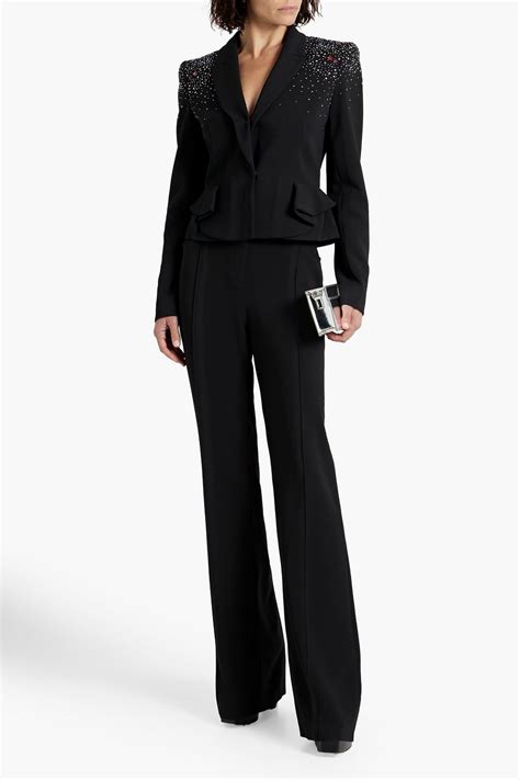 Zuhair Murad Crystal Embellished Crepe Peplum Blazer The Outnet