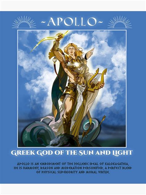 Apollo Greek God Of The Sun And Light Poster For Sale By Sophiatufaro Redbubble