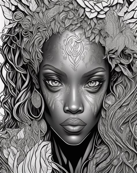 Krea Ai Beautiful African Goddes Coloring Book Printable C