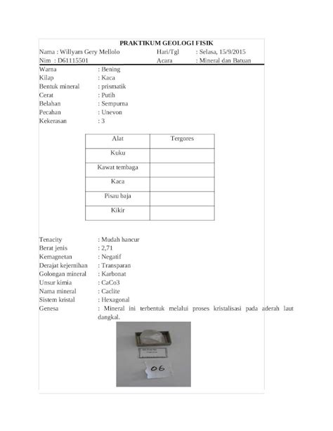 Docx Format Tabel Batuan Dan Mineral Dokumen Tips