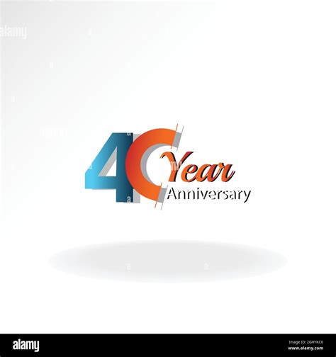 40 Year Anniversary Logo Vector Template Design Illustration Blue And White Stock Vector Image