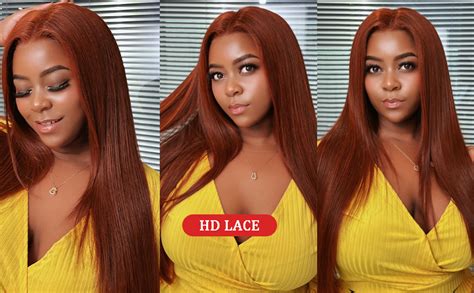 Reddish Brown Lace Front Wigs Human Hair 180 Density 13x6