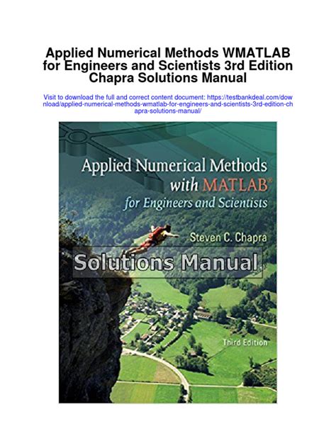 Applied Numerical Methods Wmatlab For Engineers And Scientists 3rd Edition Chapra Solutions