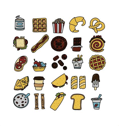 Premium Vector Doodle Food Set Of Fastfood Products A Big Set Of