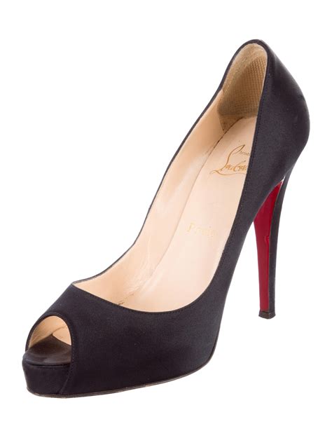 Christian Louboutin Satin Peep Toe Pumps Black Pumps Shoes