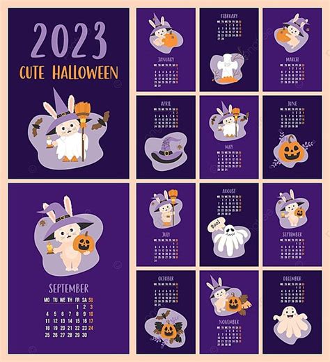 Gambar Templat Kalender Halloween Lucu 2023 Templat untuk Unduh Gratis ...