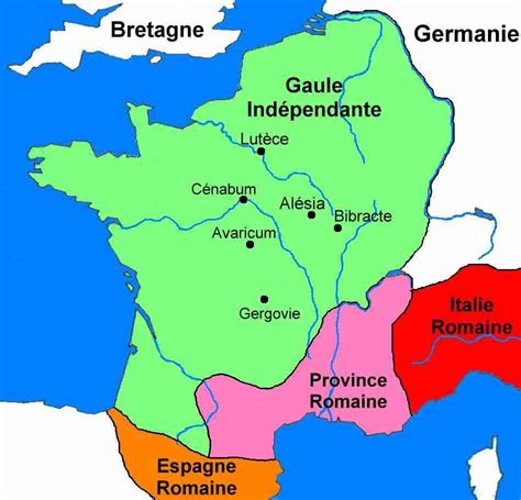 Carte De La Gaule Pendant La Guerre Des Gaules La Gaule Et Les