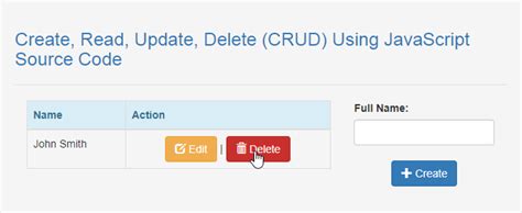 Create Read Update Delete CRUD Using JavaScript Source Code