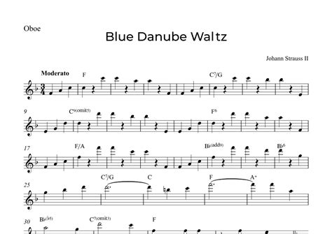 Blue Danube Waltz Sheet Music Johann Strauss Ii Oboe Solo