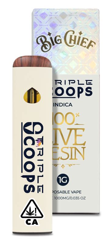 Big Chief 100 Live Resin Disposable 1G Triple Scoops Big Chief Carts