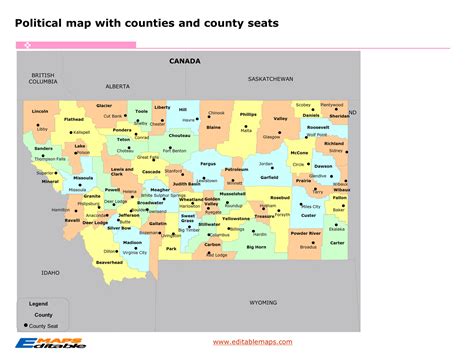 Montana County Map Editable PowerPoint Maps