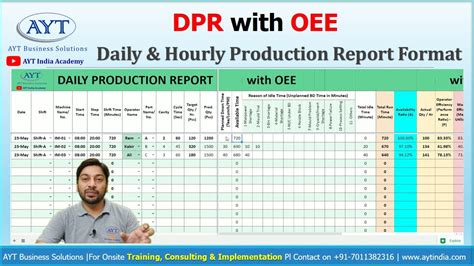 Daily Production Report DPR Format With OEE In Hindi Hourly Daily