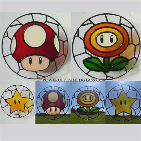 Super Mario Power Up Faux Stained Glass Hangers Etsy And Ebay Links At