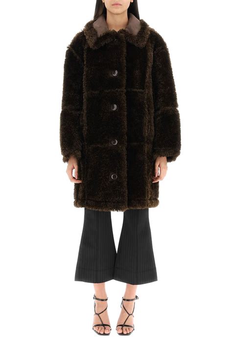 Brown Samira Reversible Faux Shearling Coat Mydressedit