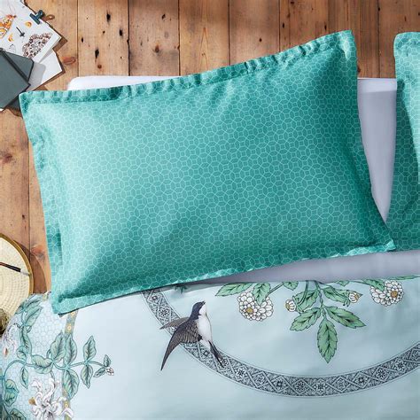 Garden Birds Sage Oxford Pillowcase Dunelm