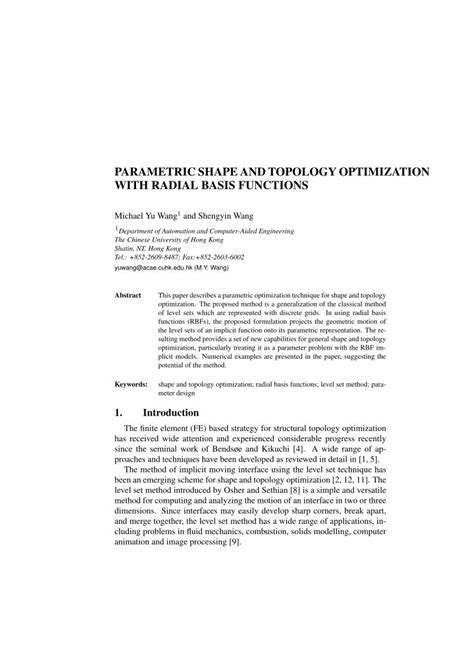 Parametric Shape And Topology Optimization With Radial Basis Functions