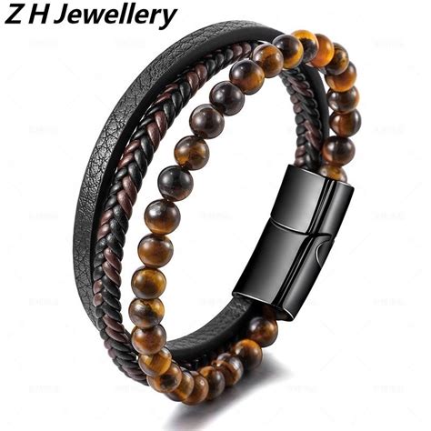 Z H Jewelry Hip Hop Rock Retro Mens Fashion Natural Gem Beaded