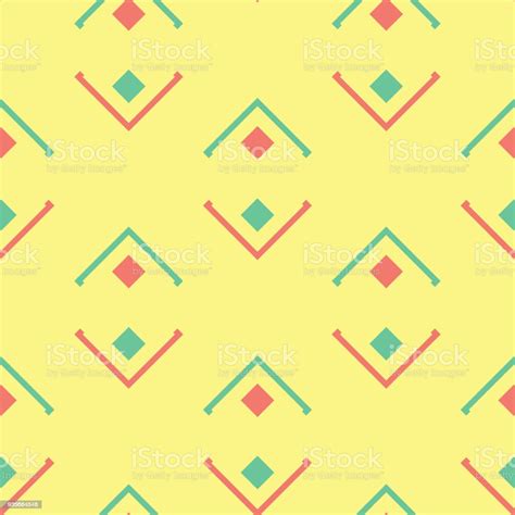 Pola Geometris Mulus Latar Belakang Kuning Dengan Desain Merah Muda Dan