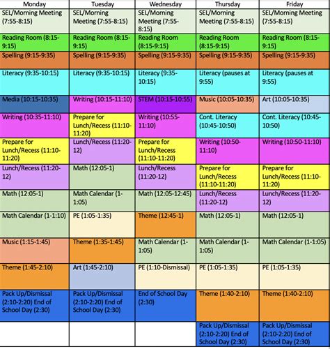 Daily Schedule Ms Ts 1st Grade Class B111