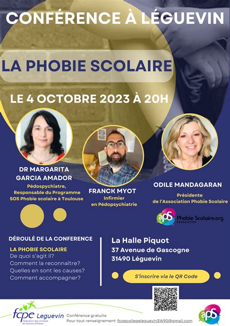 Conférence la phobie scolaire à Léguevin 31 Evènements Phobie Scolaire