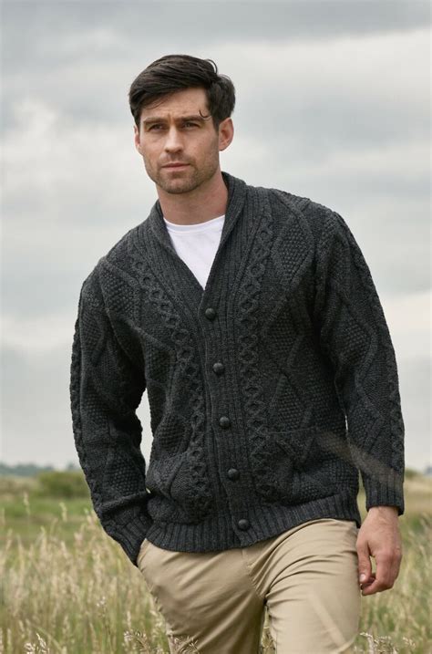 Pattern Button Man S Aran Cardigan Aran Sweaters Direct