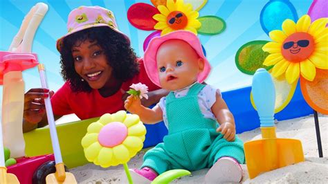 Baby Annabell Doll Daily Routine And Kids Play Toys In The Sandbox Baby