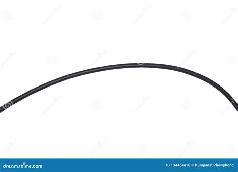 Single Thick Black Wire Cable On White Background Isolated Stock Photo