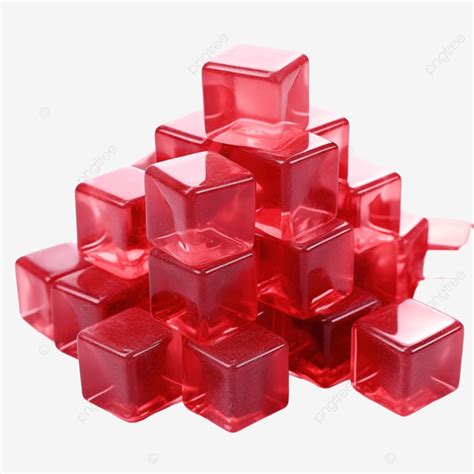 Ai Generative Heap Of Red Jelly Cubes Jelly Cubes Dessert Png