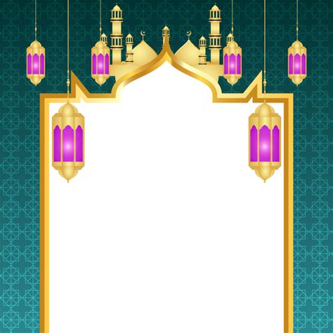 Golden Islamic Frame With Lantern Ramadan Kareem Arabic Border Flyer Poster 31401311 Png