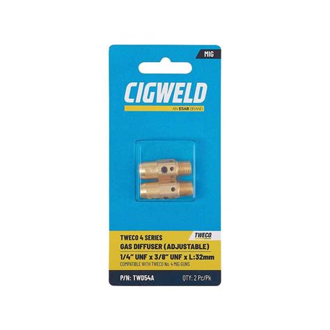 Cigweld Twd54a 2 Pack Tweco 4 Diffuser Adjustable Nozzle Tools Warehouse