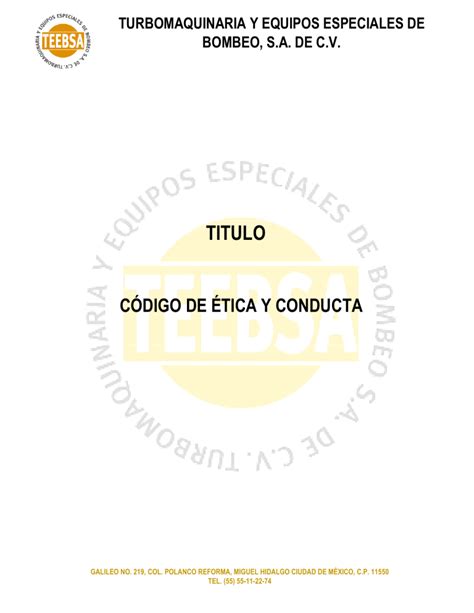 Codigo De Etica Y Conducta Completo