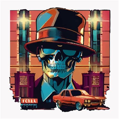 Gangstar Skull Vintage Illustration Design Premium AI Generated Vector