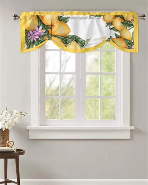 Lemon Art Summer Window Valance Curtain Kitchen Cafe Short Curtains