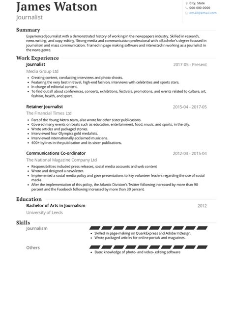Journalism Resume Samples and Templates | VisualCV