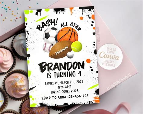 Editable Sports Invitation Sports Birthday Invitation Printable