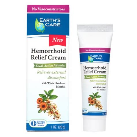 Earths Care Hemorrhoid Relief Cream Dual Action With Witch Hazel And Menthol 1 Oz 28 G 1