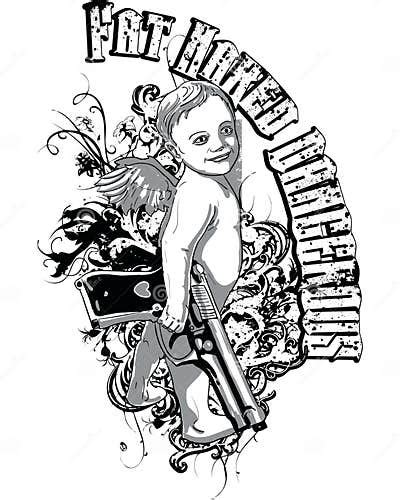 Cherub With Gun Illustration Stock Vector Illustration Of Artistic