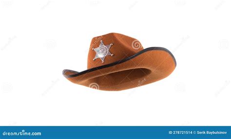 Cowboy Sheriff Hat Isolated on White Stock Photo - Image of head ...