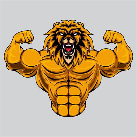 Illustration Of Muscular Lion Suitable For Fitness Logos Bodybuilders