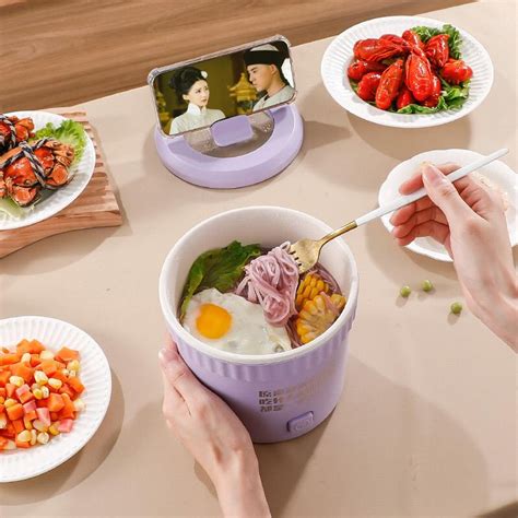 GEESO Mini Electric Cooker Multi Function Electric Hot Pot Small Household Noodles Bowl All In