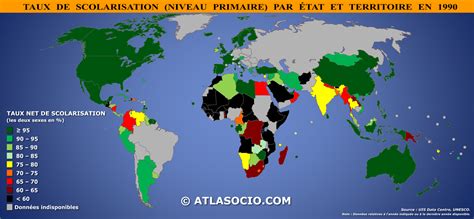 Carte Du Monde Taux De Scolarisation Par Tat Niveau Primaire