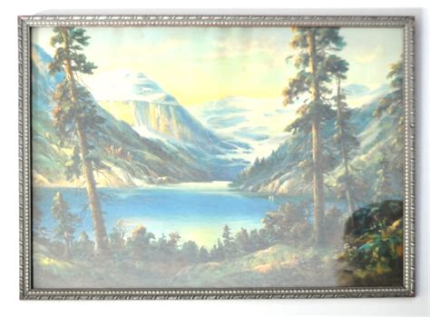 Vintage Wm Thompson Print Of Lake Louise Wood Frame Etsy