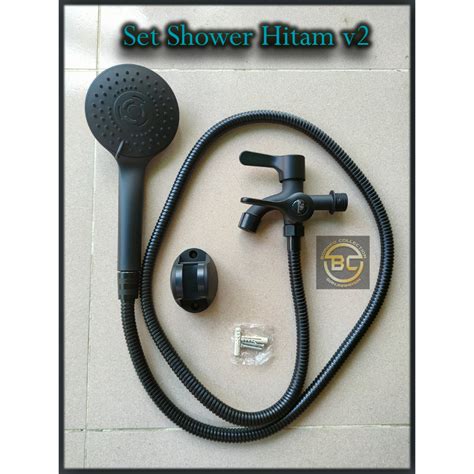 Jual Paket Hand Shower Kamar Mandi Hitam Black Edition Kran Cabang