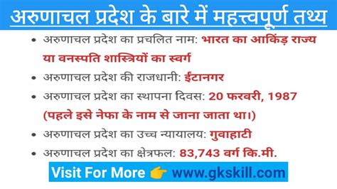 Arunachal Pradesh Gk In Hindi अरुणाचल प्रदेश सामान्य ज्ञान Gk Skill