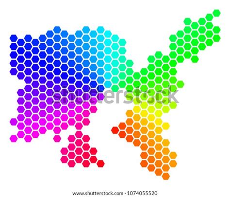 Spectrum Hexagon Limnos Greek Island Map Stock Vector Royalty Free