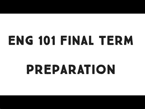 ENG 101 Final Term Preparation 2023 Most Important Repeated