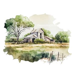 Watercolor Texas Landscape Clipart, Commercial Use PNG - Etsy